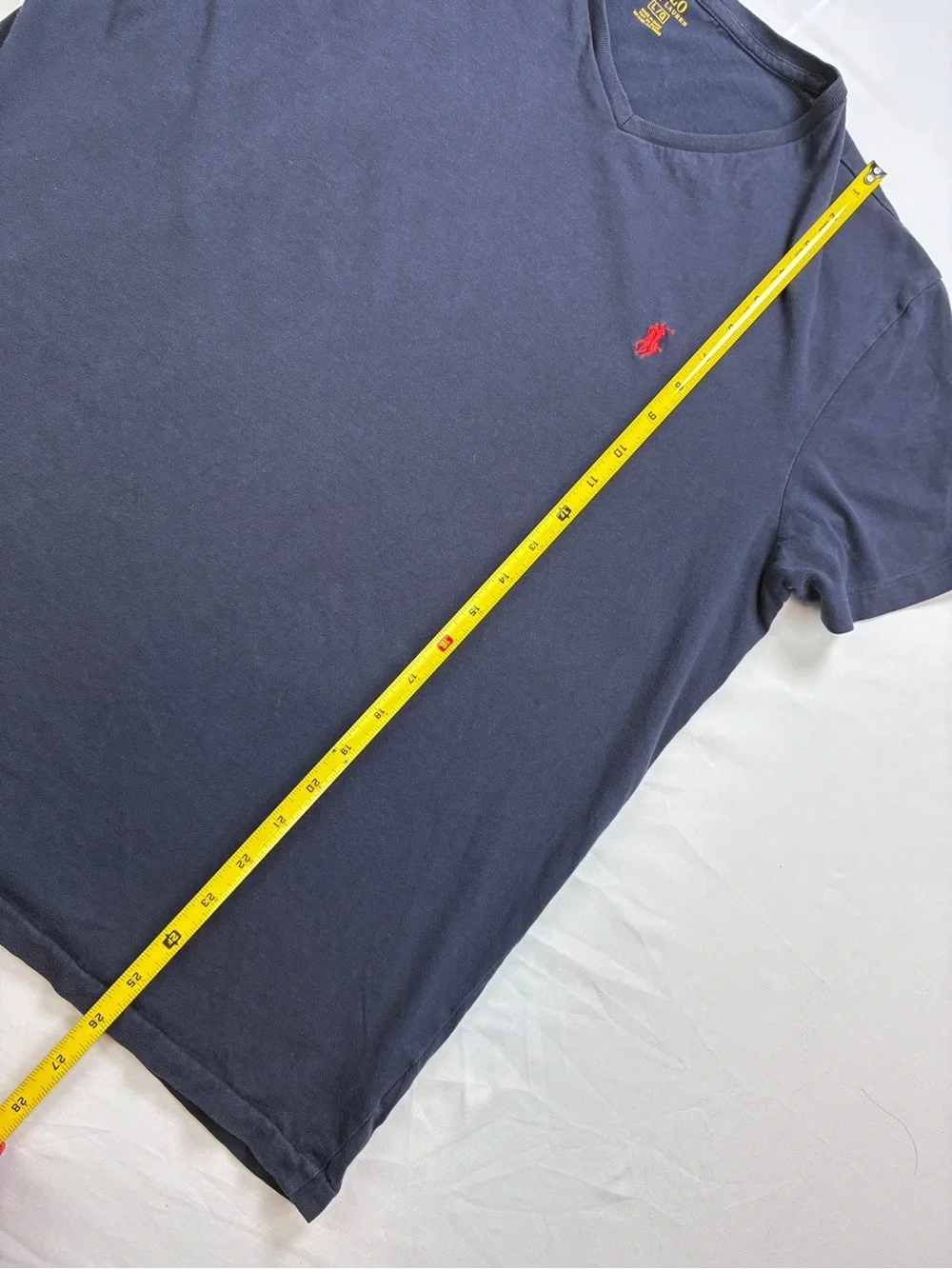 Polo by Ralph Lauren Navy V-Neck Tee with Red Pony Embroidery